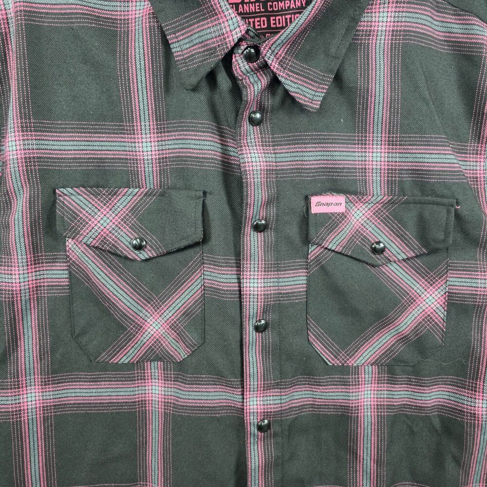 Dixxon Snap-On Tools Flannel Breast Cancer Awareness Men's Shirt Size M - Picture 3 of 12